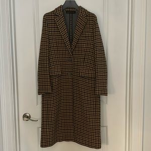 Zara Checkered Trench Coat in Brown and Black